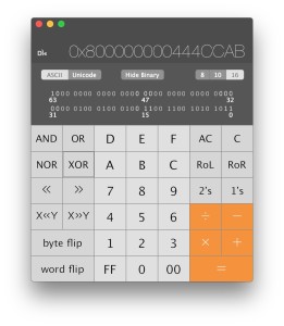 Calculadora informática y calculadora científica en Mac OS X.