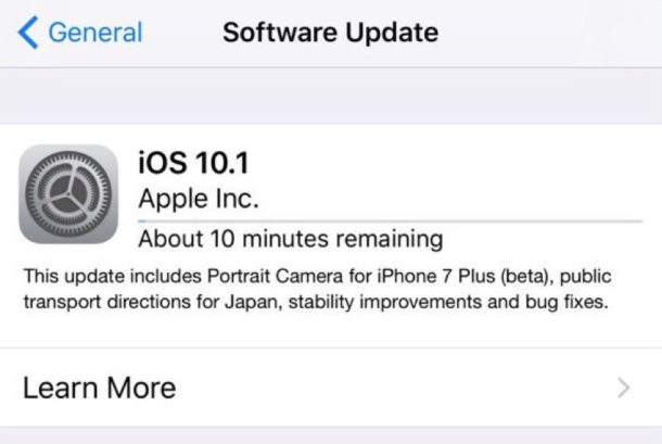 Actualización de iOS 10.1
