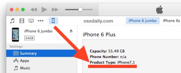 Busque el número de tipo de producto de su dispositivo iOS