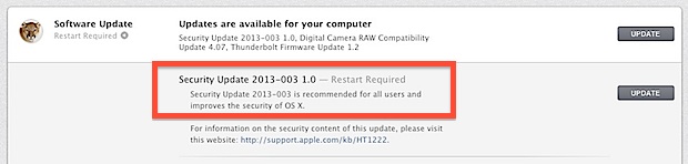 Actualización de seguridad de OS X 2013-003
