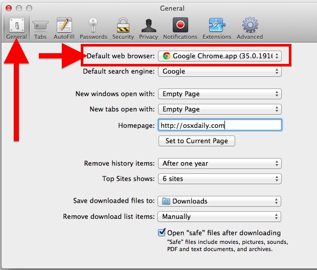 Cambie el navegador web predeterminado en Mac OS X.