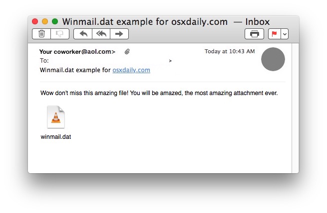 Abra archivos adjuntos Winmail.dat en Mac OS X. 
