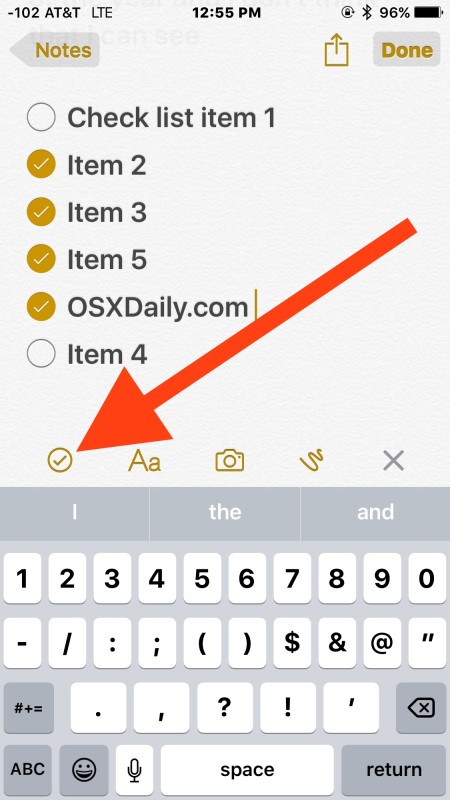 Agregar una lista de verificación a Notes en iOS