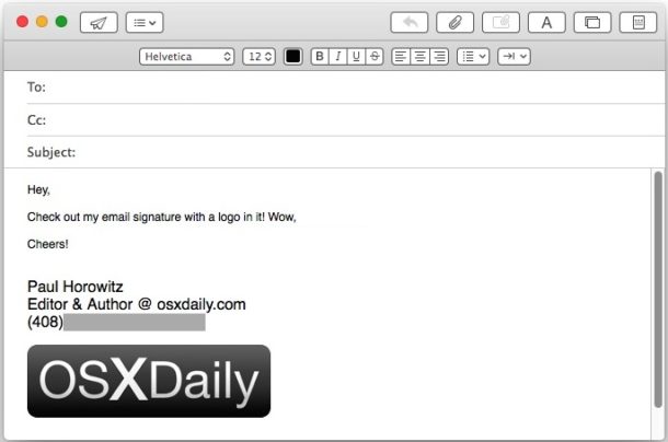 Cree una imagen o una firma de correo electrónico con el logotipo en la aplicación Mac Mail