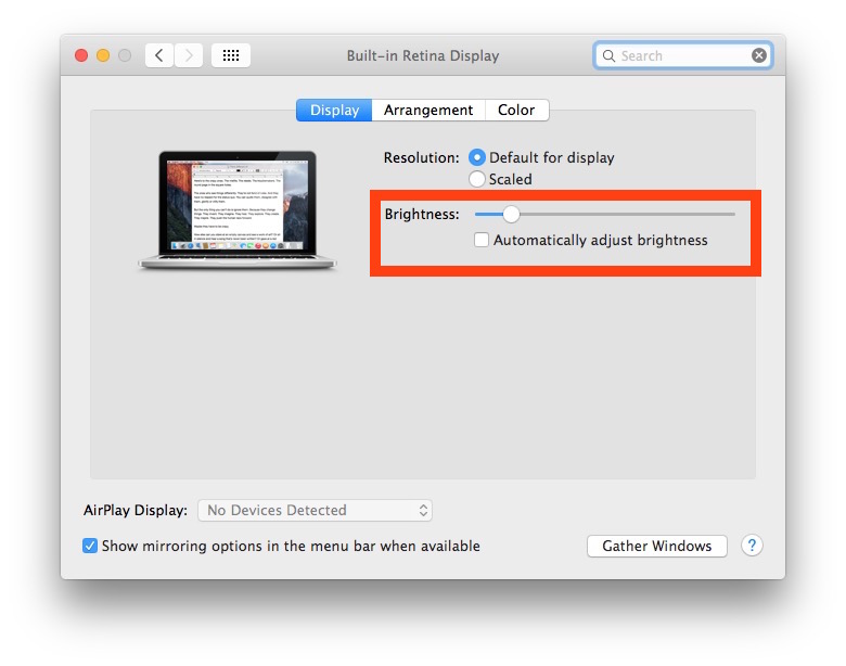 Ajuste el brillo de la pantalla en Mac OS X.