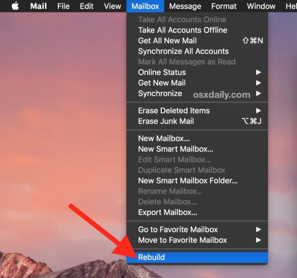 Reconstruir el buzón en Mac Mail