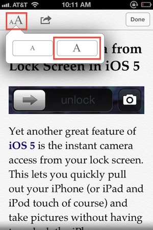 Texto más grande en iPhone con Safari Reader