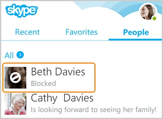 Bloquear un contacto en Skype