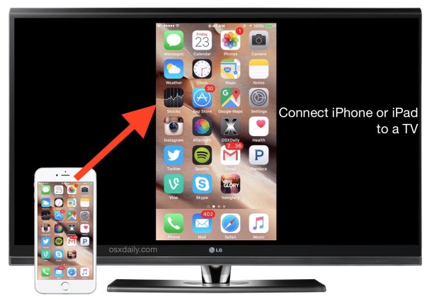 Conecte un iPhone o iPad a una pantalla de TV HDMI