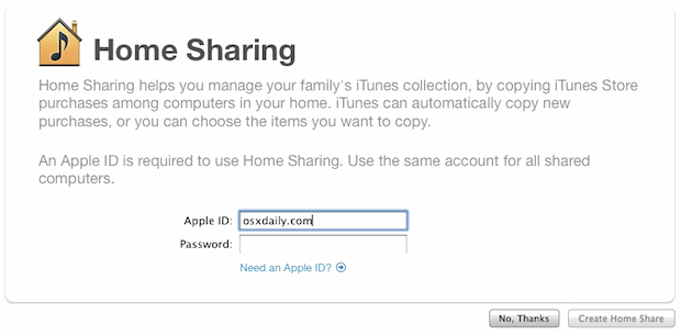 iTunes para compartir en casa