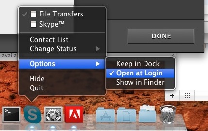 dejar de abrir Skype al iniciar el sistema mac