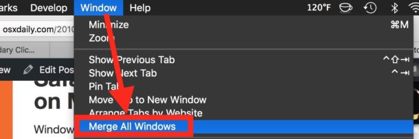 Cómo combinar todas las ventanas en Safari en Mac con pestañas