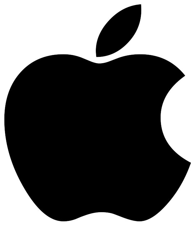 Logotipo gigante de Apple en blanco y negro