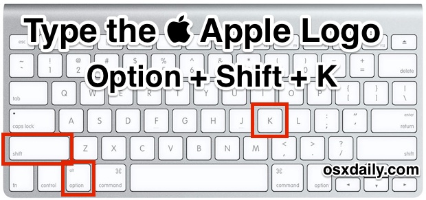 Escriba el logotipo de Apple con una pulsación de tecla