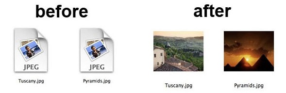 Vistas previas en miniatura de la imagen en Mac OS X Finder
