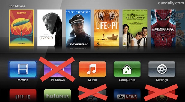 Ocultar iconos de aplicaciones en Apple TV