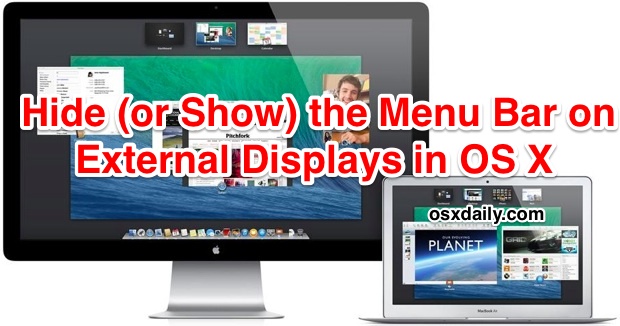 Oculte o muestre la barra de menú en pantallas Mac externas en OS X.