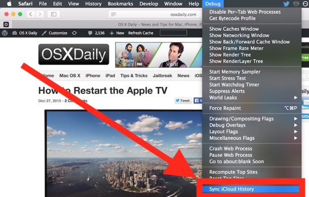 Sincroniza el historial de Safari de iCloud desde Mac OS X.
