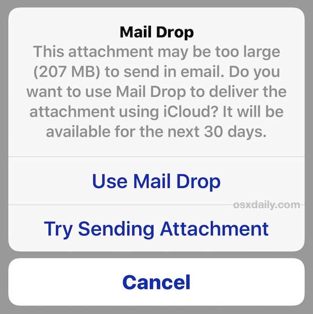 Use Mail Drop en iOS para enviar archivos grandes