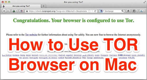 Utilice el navegador Tor en Mac OS X.