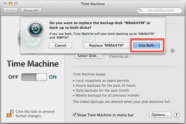 Utilice dos discos duros como copia de seguridad de Time Machine en Mac OS X.