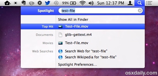 Copie un archivo de Spotlight a Mac OS X.