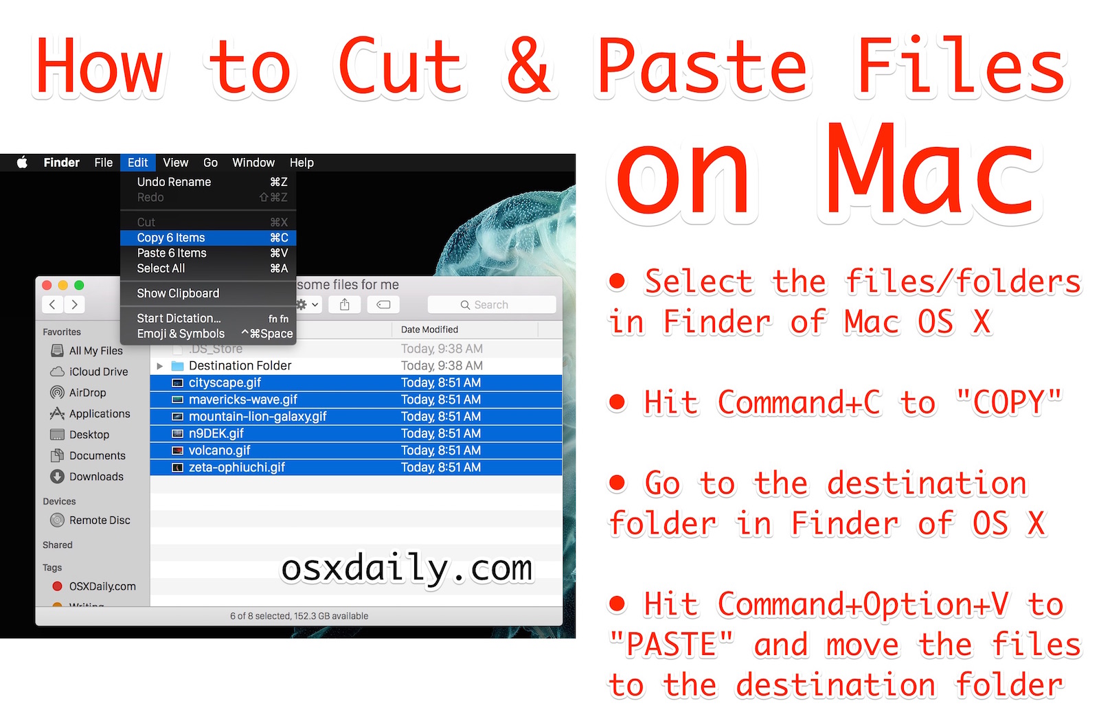 Cómo cortar y pegar archivos en Mac OS X. 