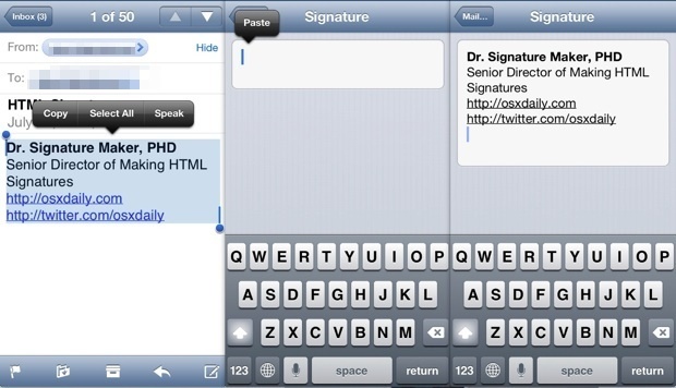 Establecer una firma HTML en su iPhone