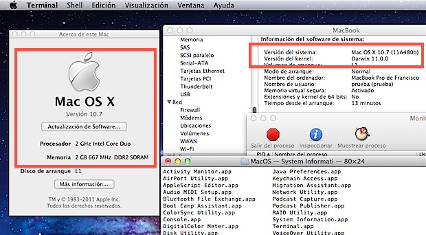 Mac OS X 10.7 Lion se ejecuta en Mac Core Duo