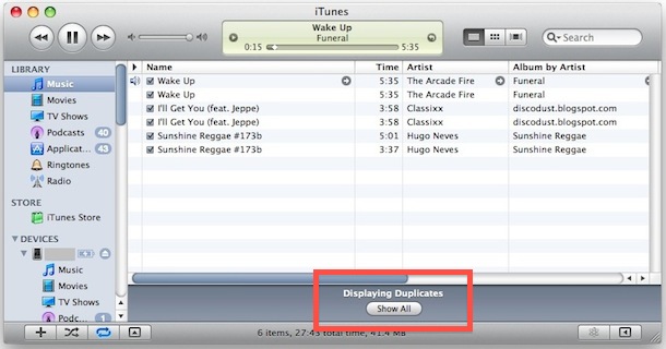 muestra canciones duplicadas en iTunes