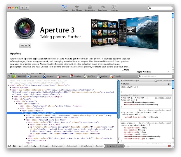 Inspector de artículos de Mac App Store