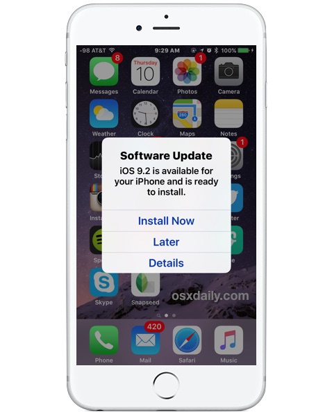Actualización de software iOS de instalación automática 