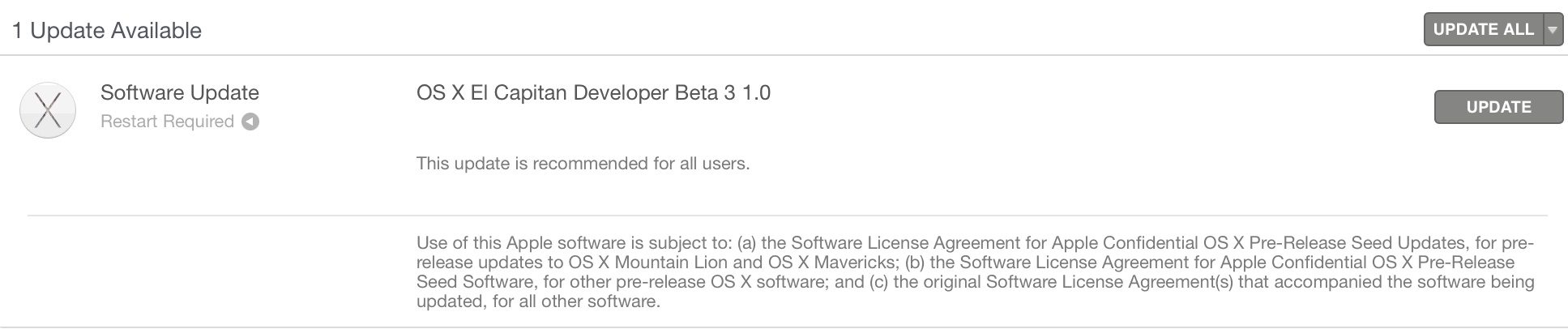 Descargar OS X El Capitan Developer beta 3 1.0