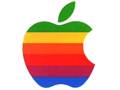 Logotipo retro de arco iris de manzana