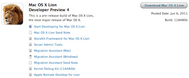 Mac OS X Lion Developer Preview 4 ya está disponible para descargar de Apple