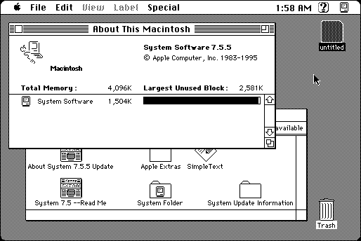 El sistema 7 se ejecuta en Mac OS