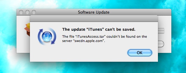 La actualización de iTunes no se puede guardar