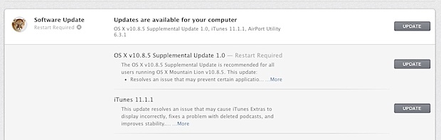 Actualización adicional a OS X 10.8.5 e iTunes 11.1.1