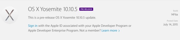 OS X Yosemite 10.10.5 beta 1