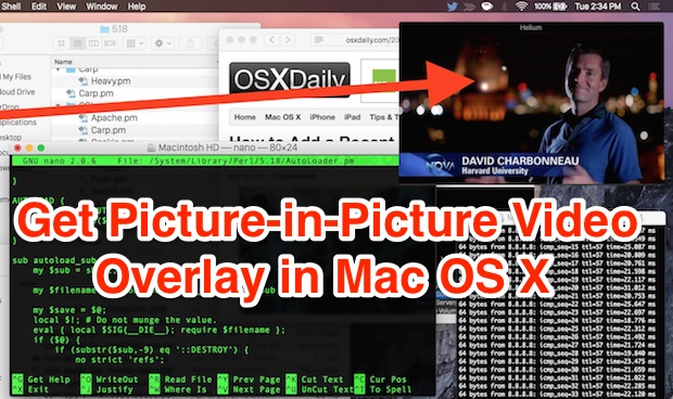 Imagen superpuesta de vídeo de imagen en Mac OS X.