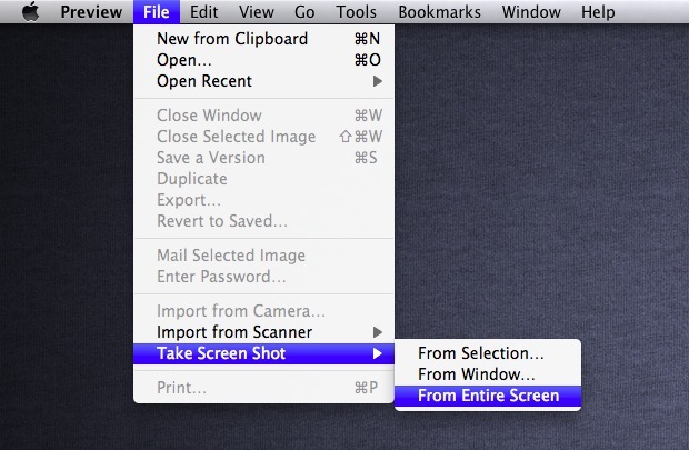 Capturar capturas de pantalla con Vista previa en OS X