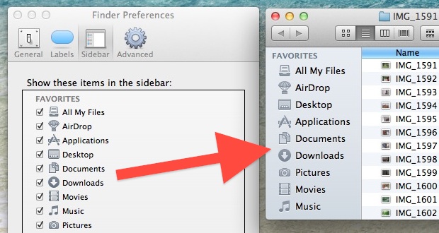 Recupere carpetas personales en la barra lateral de la ventana del escritorio en Mac OS X.