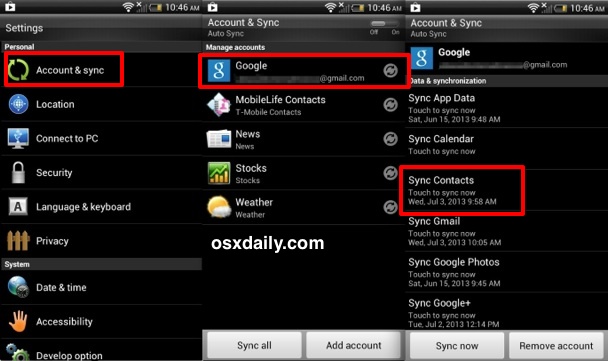 Sincronizar contactos de un Android a un iPhone
