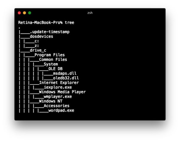 Ver el árbol de carpetas de la línea de comandos de Mac