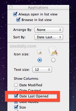Perderse "Fecha de la última apertura" columna en la vista de lista para Mac