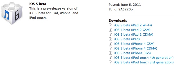 Descargue iOS 5 Beta 1 en el Centro de desarrollo