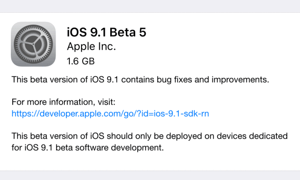 Descargar iOS 9.1 beta 5 ota
