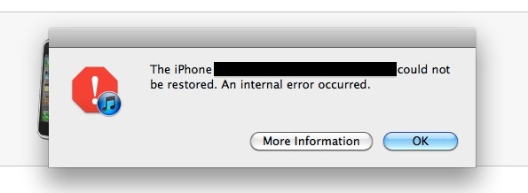 Error interno durante la actualización de iOS
