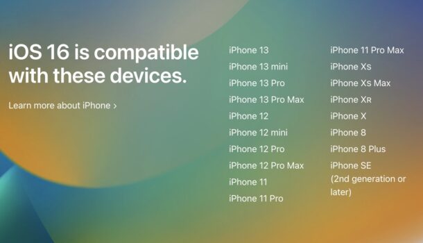 Dispositivos compatibles con iOS 16