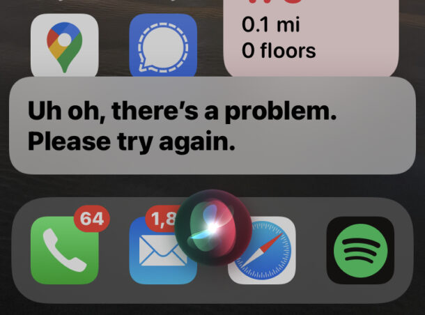 Siri Uh Oh, hay un error de problema